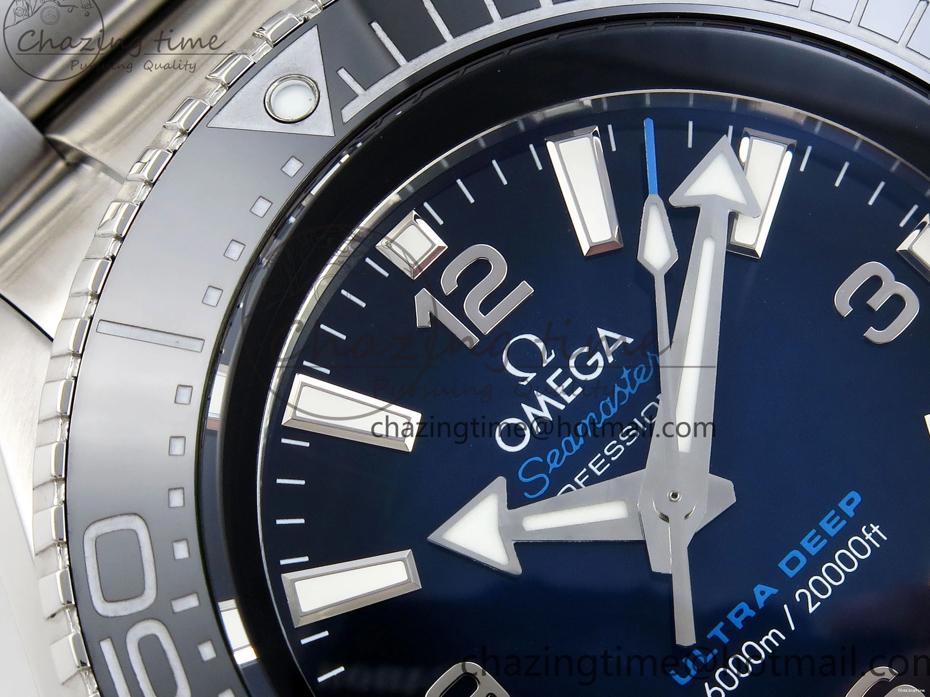 0506 EasyCare SEAMASTER PLANET OCEAN 6000M ULTRA DEEP 45.5MM SS TF 1:1 BEST EDITION BLUE DIAL BLACK BEZEL ON SS BRACELET A 7760